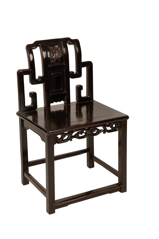 CARVED HARDWOOD 'ZITAN' SIDE CHAIR, LATE QING DYNASTY