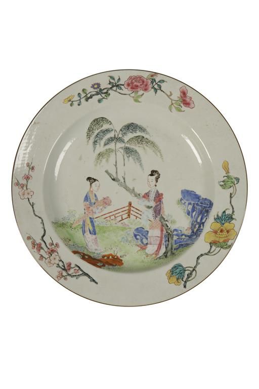 FAMILLE ROSE ENAMEL CHARGER, QING DYNASTY, 18TH CENTURY