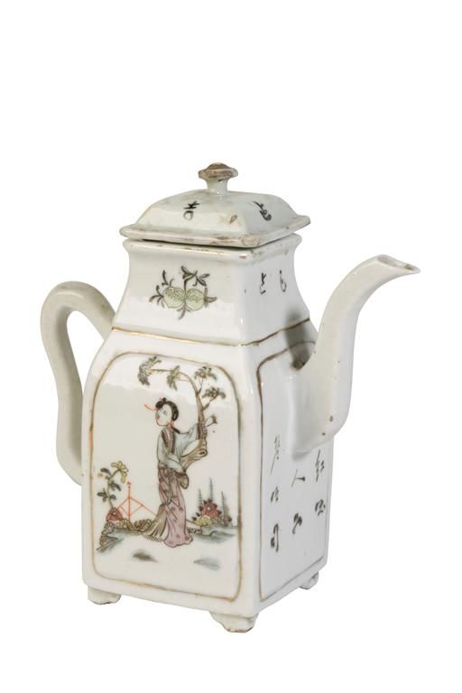 FAMILLE ROSE TEAPOT, REPUBLIC PERIOD, BY HUA DING