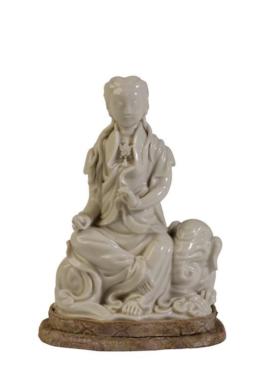 SMALL BLANCE DE CHINE FIGURE OF GUANYIN, QING DYNASTY 19TH CENTURY