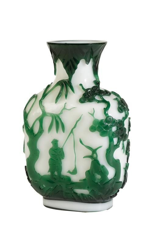 PEKING GREEN OVERLAY GLASS VASE