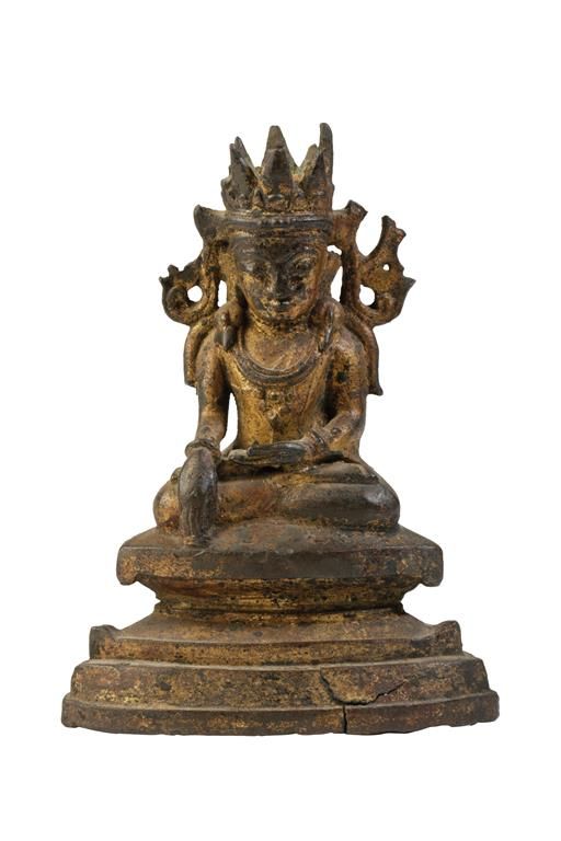 SMALL GILT BRONZE BUDDHA, BURMESE, ARKAN, 19TH CENTURY