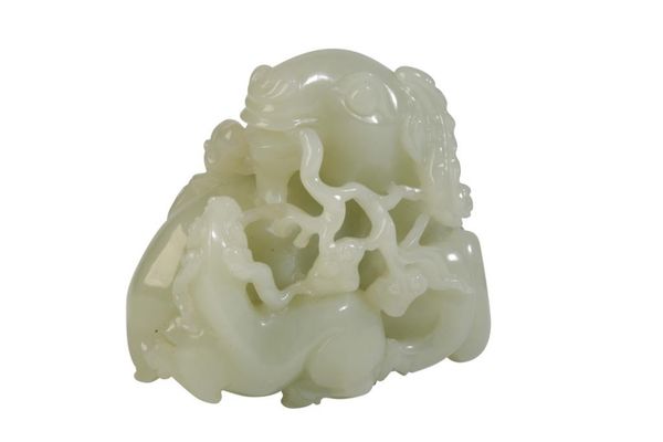 CARVED CELADON JADE 'RAMS' GROUP