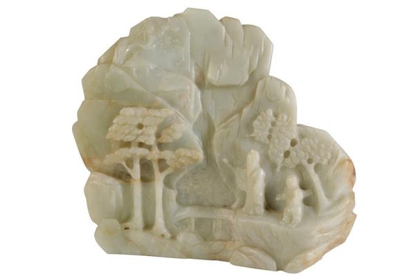 CARVED CELADON JADE BOULDER