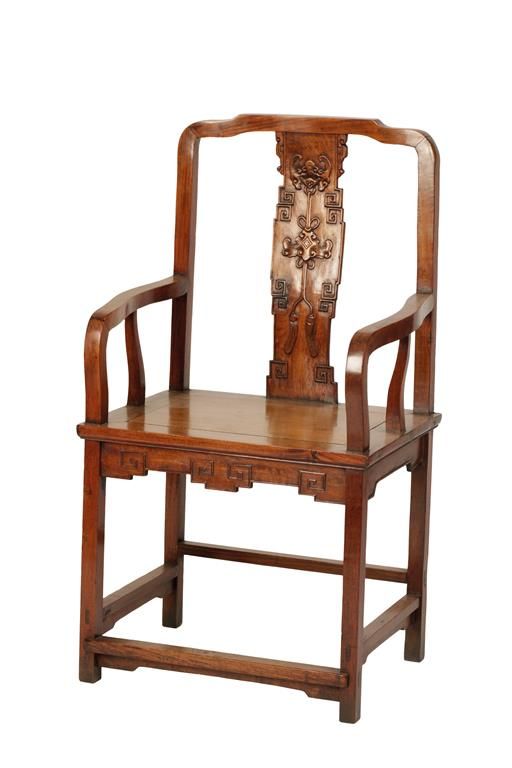 RARE SQUARE SECTION HUANGHUALI ARMCHAIR, QING DYNASTY, 18TH CENTURY
