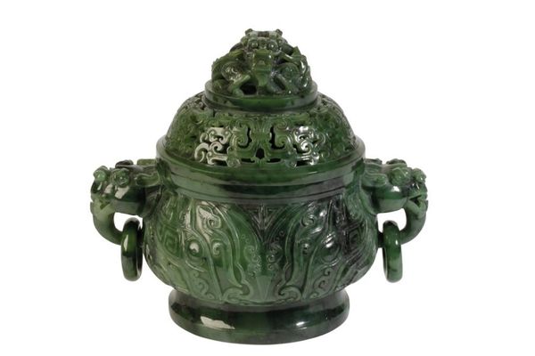 SPINACH JADE ARCHAIC STYLE CENSER