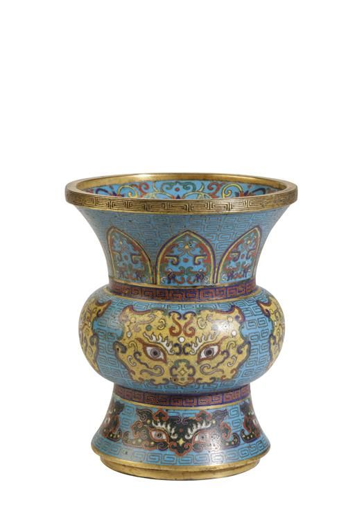 CLOISONNE GU-FORM VASE, QIANLONG FOUR CHARACTER MARK BUT LATER