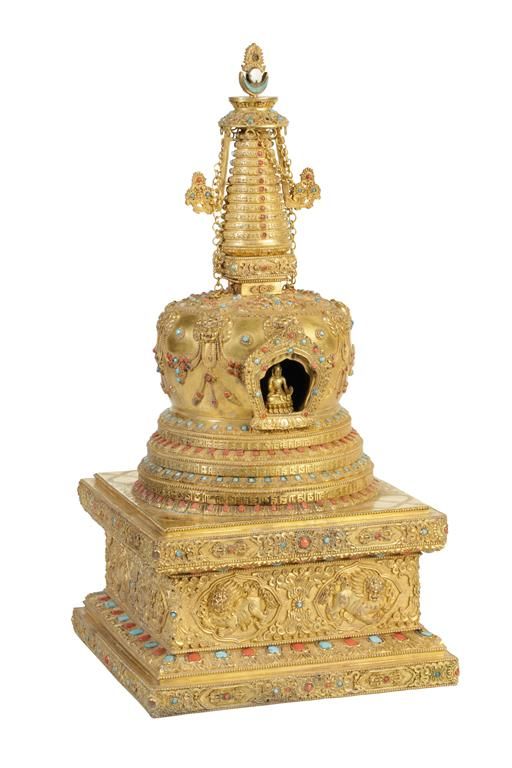 LARGE GILT BRONZE TEMPLE