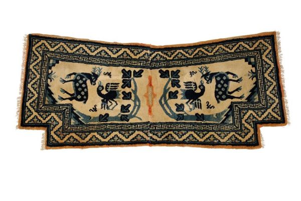 WOOL 'PHOENIX AND DEER' SADDLE RUG, QING DYNASTY, 19TH CENTURY