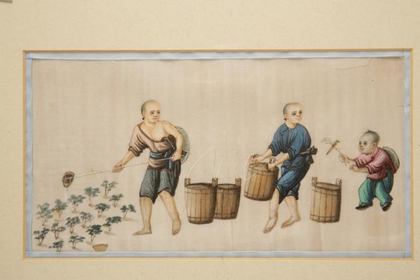 SET OF SIX FRAMED RICE PAPER PAINTINGS, QING DYNASTY, 19TH CENTURY