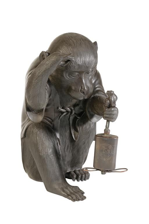 JAPANESE BRONZE FIGURE OF A MONKEY BY WATANABE YOSHIMASA, MEIJI PERIOD