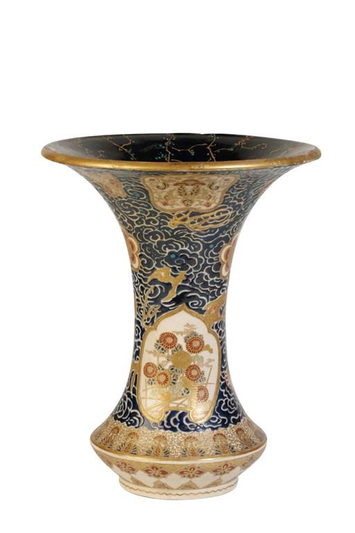 LARGE JAPANESE SATSUMA TRUMPET VASE, MEIJI PERIOD,