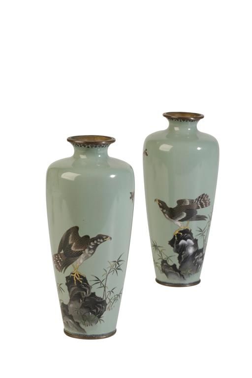 FINE PAIR OF JAPANESE CLOISONNE VASES, MEIJI PERIOD