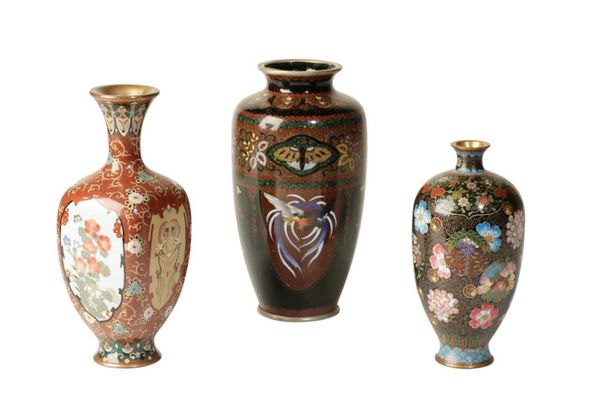 JAPANESE CLOISONNE BALUSTER VASE, MEIJI PERIOD