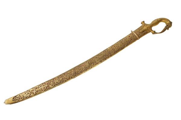 GILT-BRONZE KIRPAN SWORD, NORTH INDIAN, 19TH CENTURY