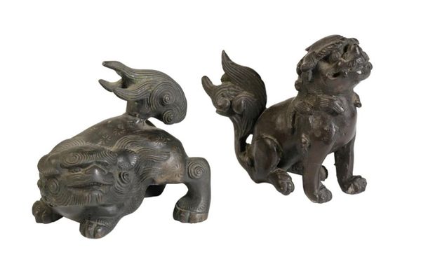 TWO BRONZE LIONS, QING DYNASTY, 19TH CENTURY