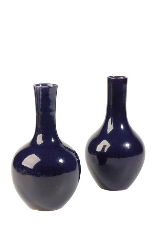 TWO BLUE-GLAZE BALUSTER VASES, QING DYNASTY, 18TH CENTURY