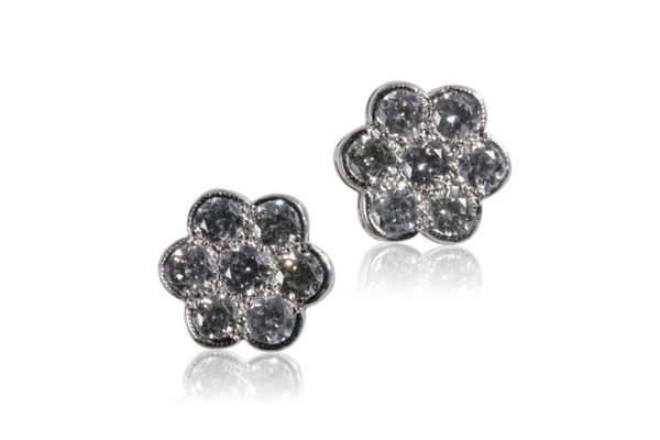 DIAMOND FLOWER HEAD EARRINGS