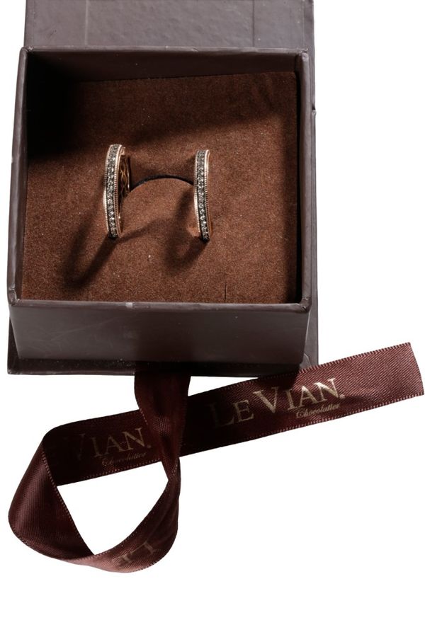 LE VIAN A PAIR OF CHOCOLATE AND WHITE DIAMOND LOOP EARRINGS