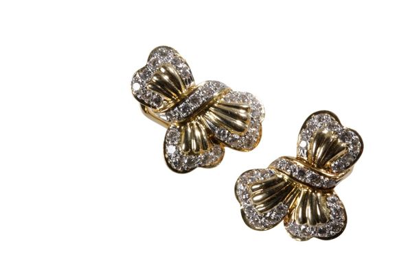 PAIR OF 18CT GOLD AND DIAMOND EARRINGS