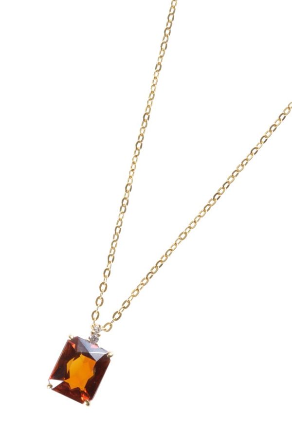 CITRINE AND DIAMOND PENDANT NECKLACE