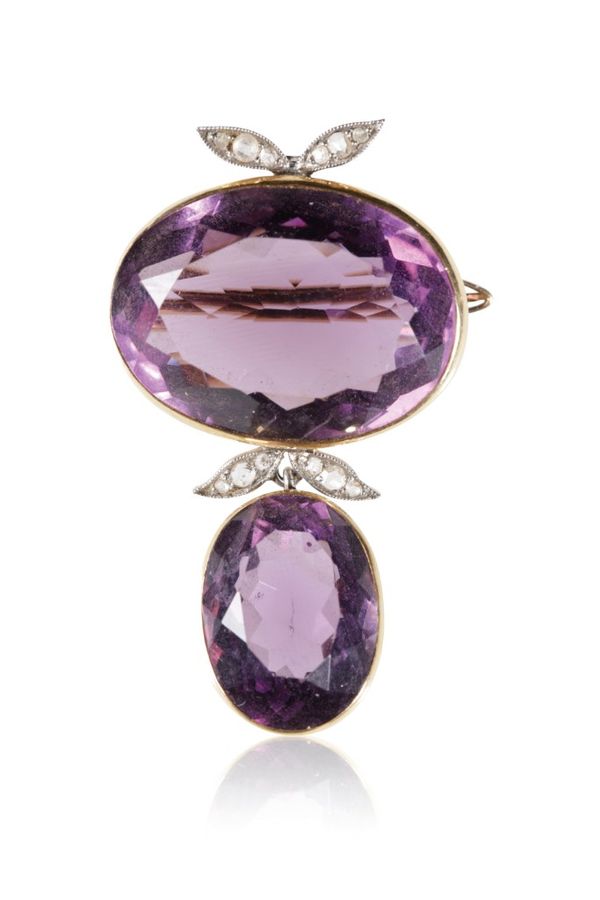 AMETHYST AND DIAMOND BROOCH / PENDANT