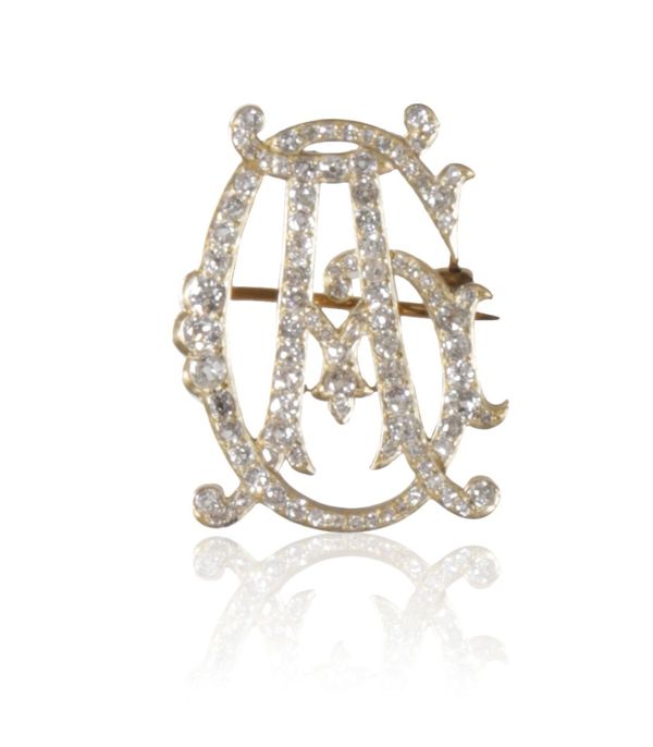 DIAMOND SET MONOGRAM BROOCH