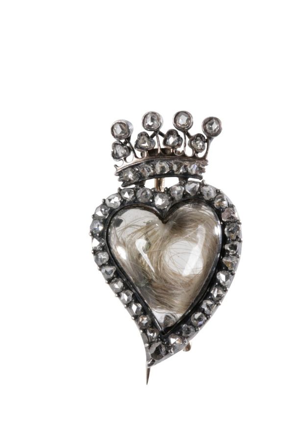 DIAMOND SET MILITARY SWEETHEART LOCKET BROOCH