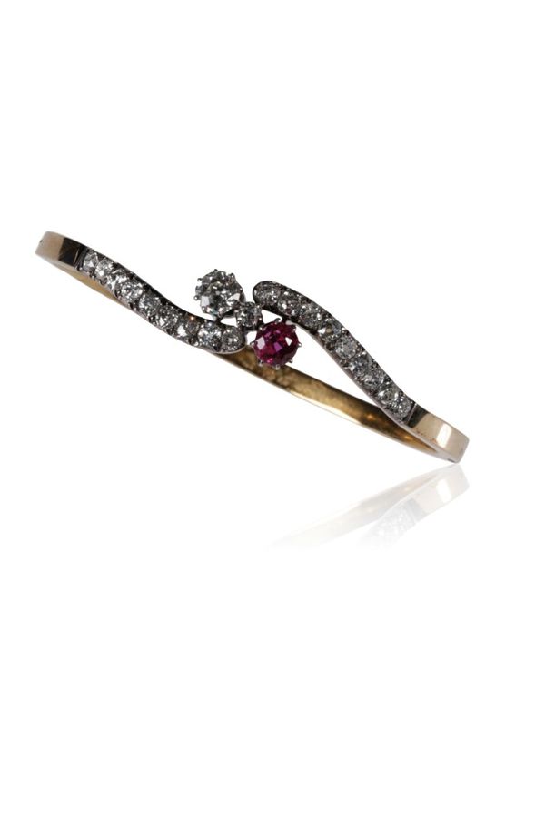 DIAMOND AND RUBY BANGLE