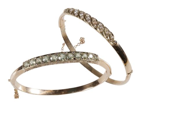 GEM-SET AND DIAMOND BANGLE