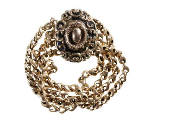 YELLOW METAL CHAIN LINK ETRUSCAN STYLE BRACELET