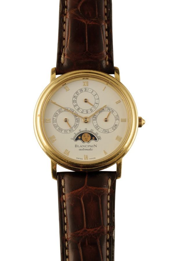 BLANCPAIN 18CT GOLD PERPETUAL CALENDAR MOONPHASE GENTLEMAN'S WRIST WATCH