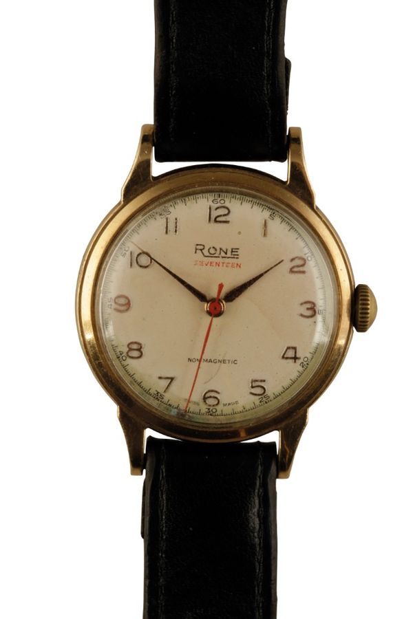 RONE 9CT GOLD CASED GENTLEMAN'S WRIST WATCH