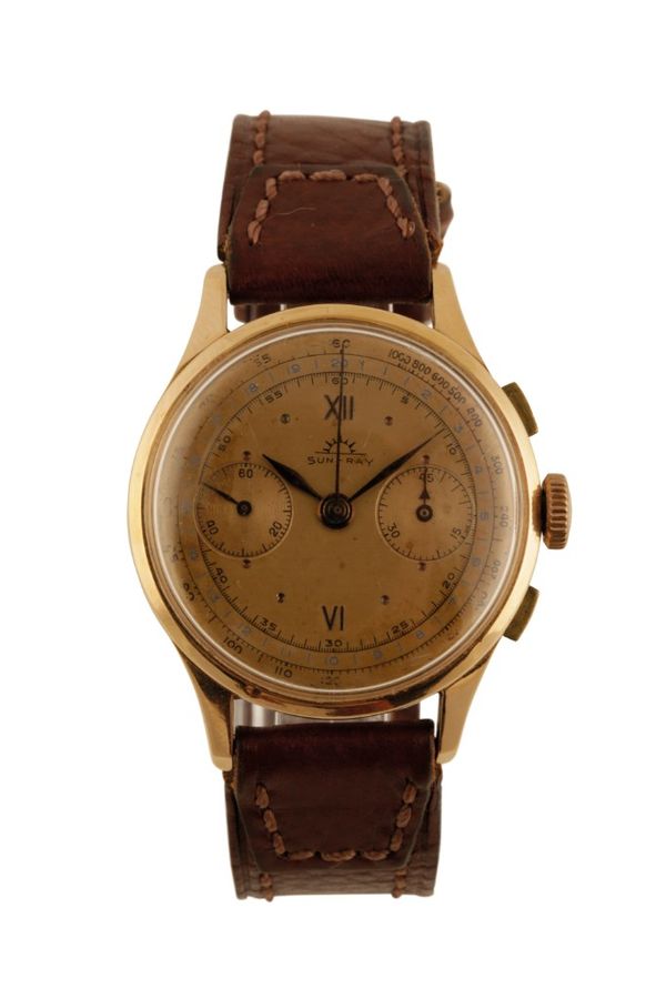 SUN-RAY 18CT GOLD GENTLEMAN'S CHRONOGRAPH WRIST WATCH