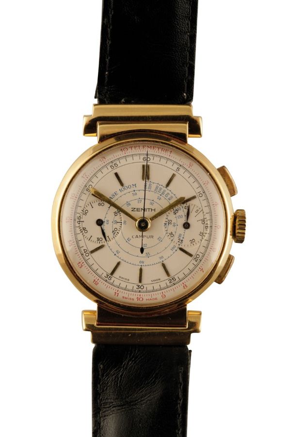 ZENITH 18CT GOLD CAMPUR CHRONOGRAPH GENTLEMAN'S WRIST WATCH