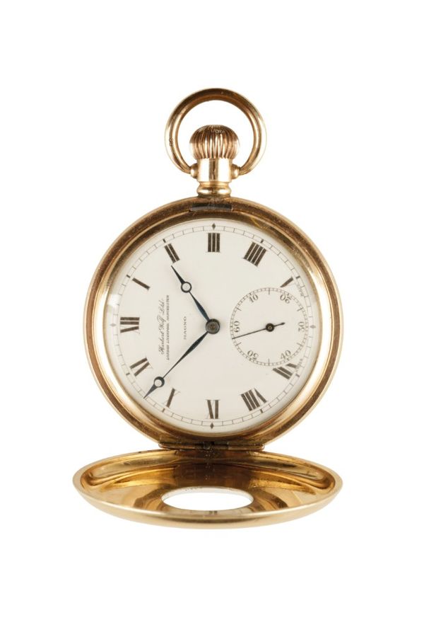 HERBERT WOLF LTD GOLD PLATED CASED HALF HUNTER GENTLEMAN'S POCKET WATCH