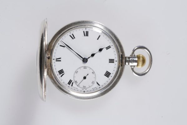 SILVER CASED HALF HUNTER GENTLEMAN'S POCKET WATCH