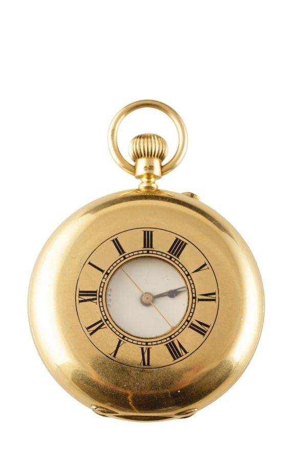 18CT GOLD ARMY & NAVY CO-OPERATIVE SOCIETY LTD. GENTLEMAN'S HALF HUNTER POCKET WATCH