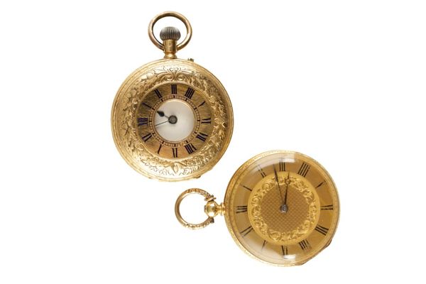 18CT GOLD HALF HUNTER POCKET WATCH