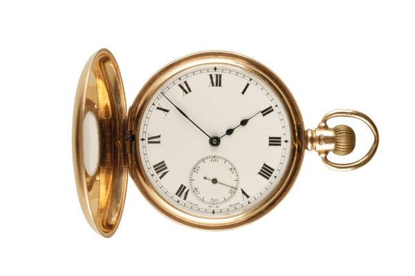 9CT GOLD HALF HUNTER POCKET WATCH