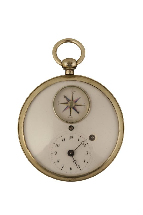 SILVER COMPASS DIAL VERGE GENTLEMAN'S POCKET WATCH