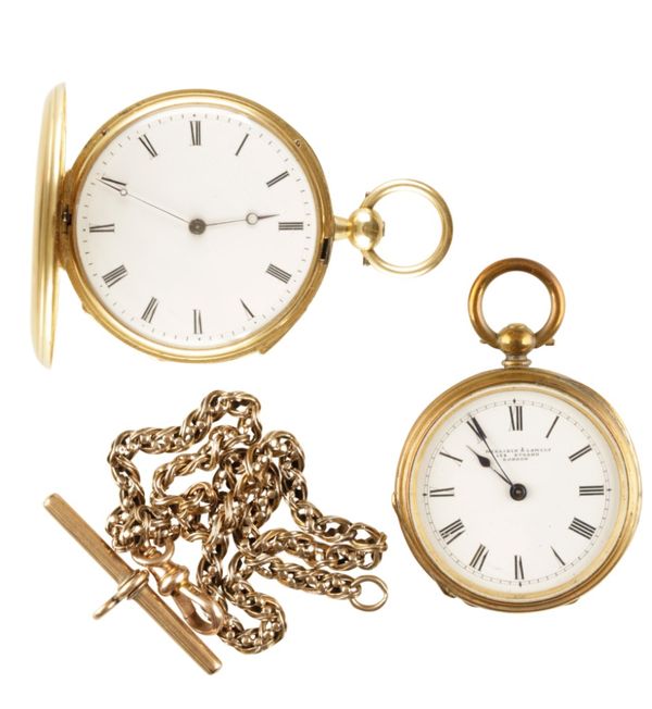 9CT GOLD POCKET WATCH CHAIN and two pocket watches, c.12g ( 3 )