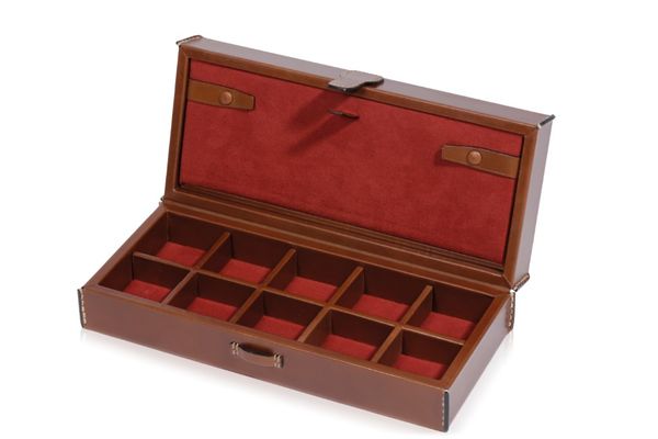 ALFRED DUNHILL BROWN LEATHER JEWELLERY BOX