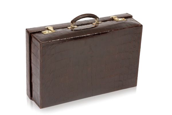 GENTLEMANS CROCODILE SKIN TRAVELLING VANITY CASE