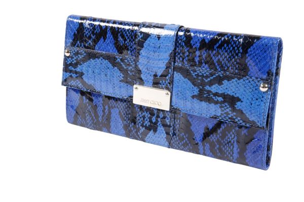 JIMMY CHOO BLUE SKIN CLUTCH BAG