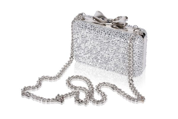 CHRISTIAN LOUBOUTIN: SILVER TONE METAL STUDDED EVENING BAG