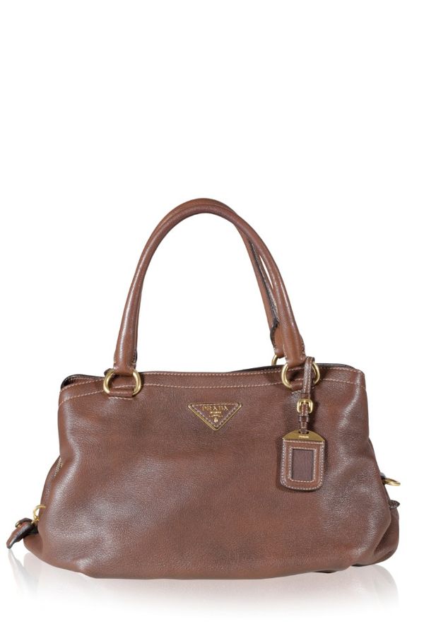 PRADA NAPOLI DEERSKIN LEATHER HANDBAG