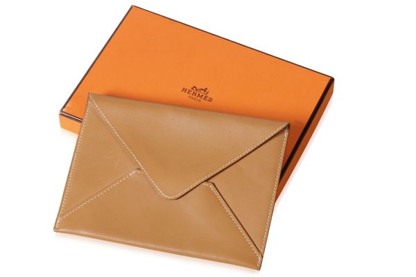 HERMES: FAWN CALF LEATHER ENVELOPE