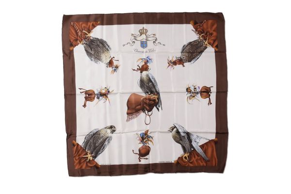 HERMES: 'CHASSE A VOL', SILK SCARF