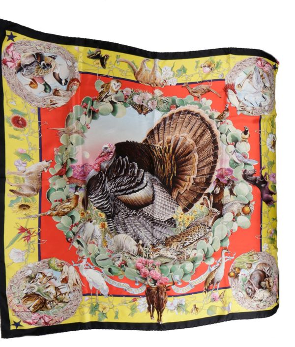 HERMES 'TEXAS WILDLIFE' SILK SCARF